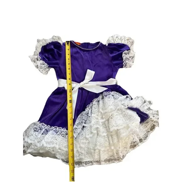 Vintage Classmate Fashions Velvet Purple Dress Ruffles Retro Kids Size 6